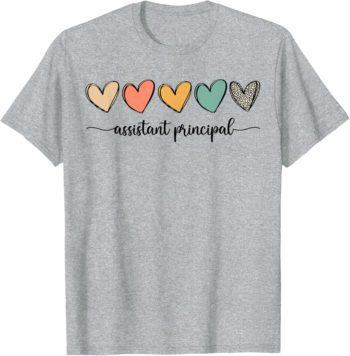 Cute Assistant Principal Shirt For Women Leopard Boho Hearts T-Shirt - Heather Grey