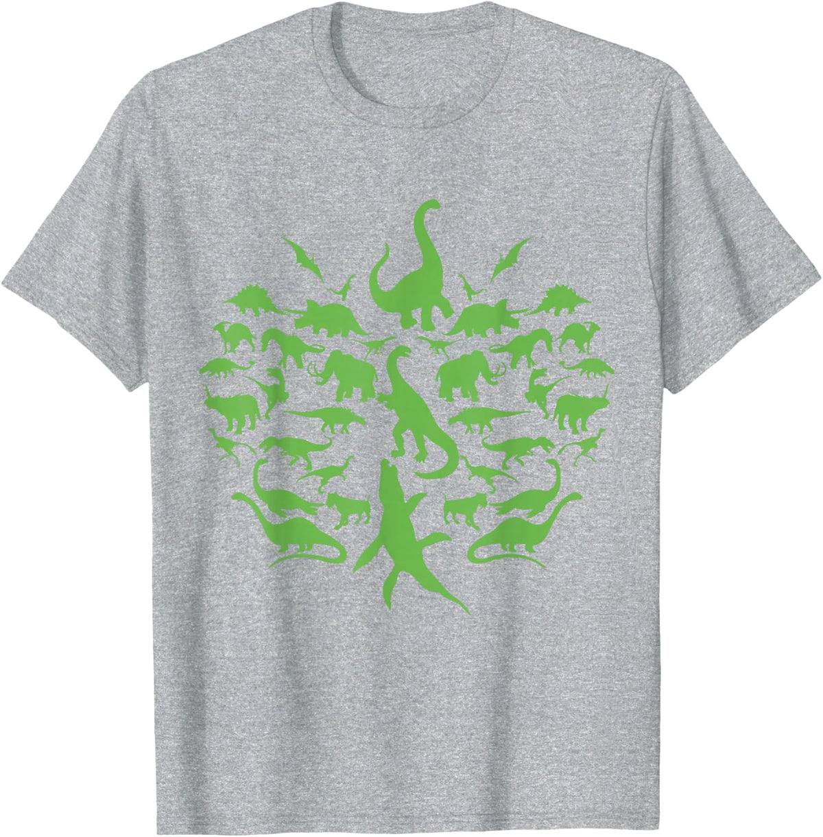 Big Green Dinosaur Collection T-Shirt - Heather Grey