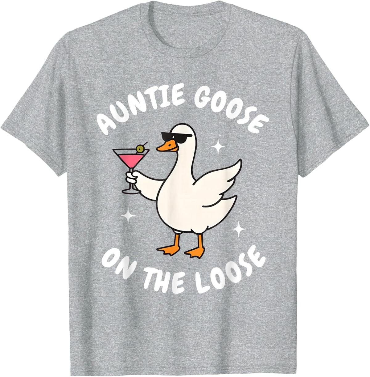 Auntie Goose On The Loose Funny Tee Shirt for Aunts Women Men T-Shirt - Heather Grey