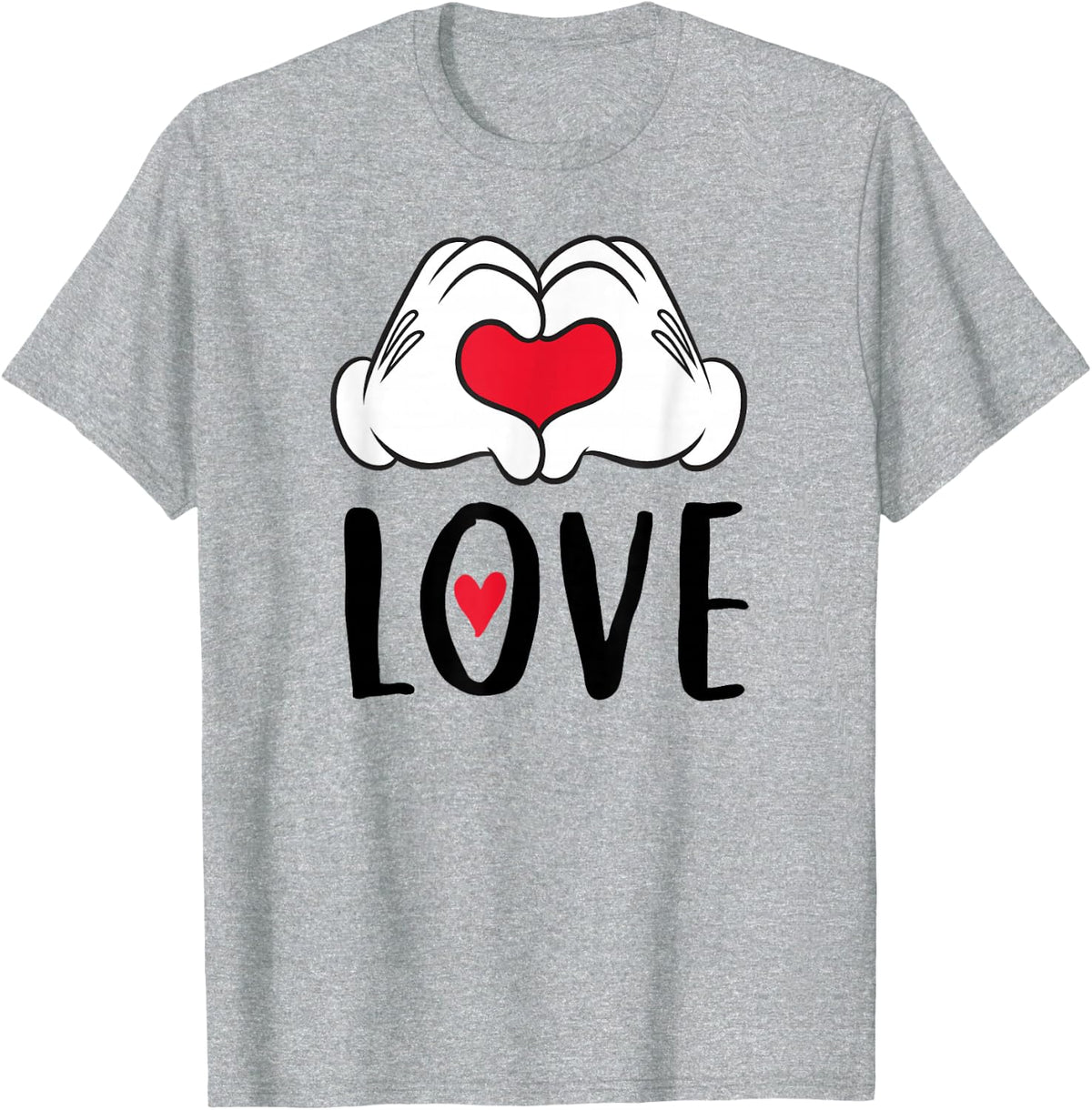 Disney Mickey and Minnie Mouse Heart Hands Love T-Shirt - Heather Grey