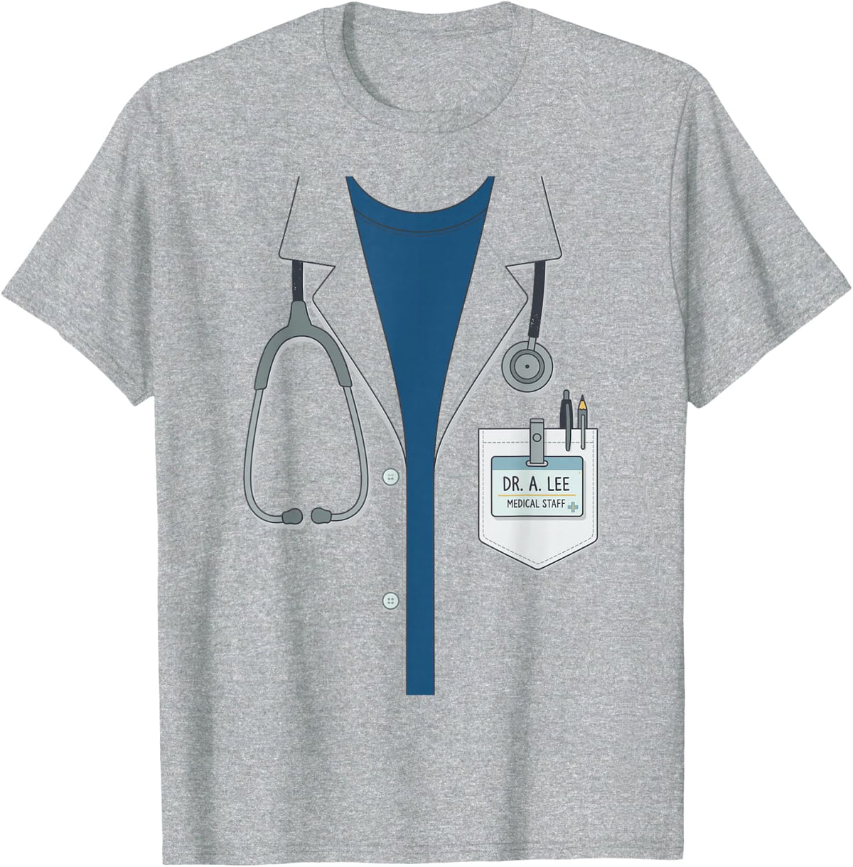 Doctor Physician Medic Stethoscope Halloween Costume Tee T-Shirt - Heather Grey