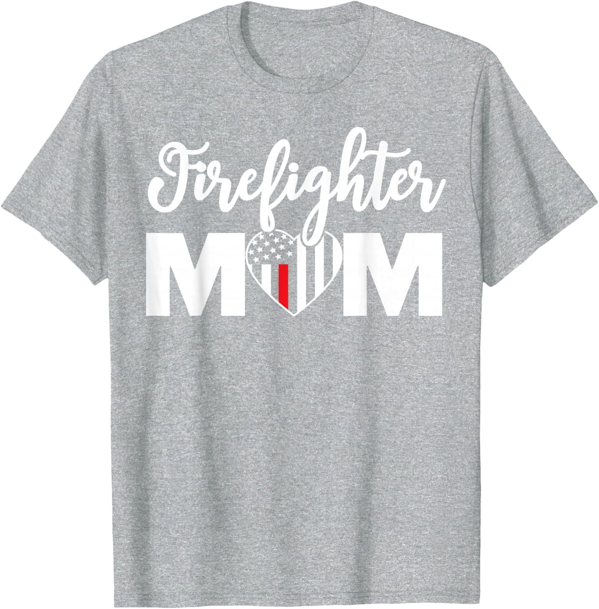 Firefighter Mom Shirt Proud Mother Design Thin Red Line T-Shirt - Heather Grey