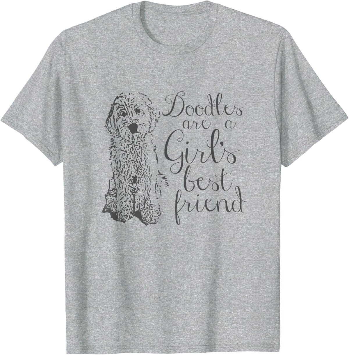 Doodles are a Girl's Best Friend Golden Labradoodle T-Shirt - Heather Grey