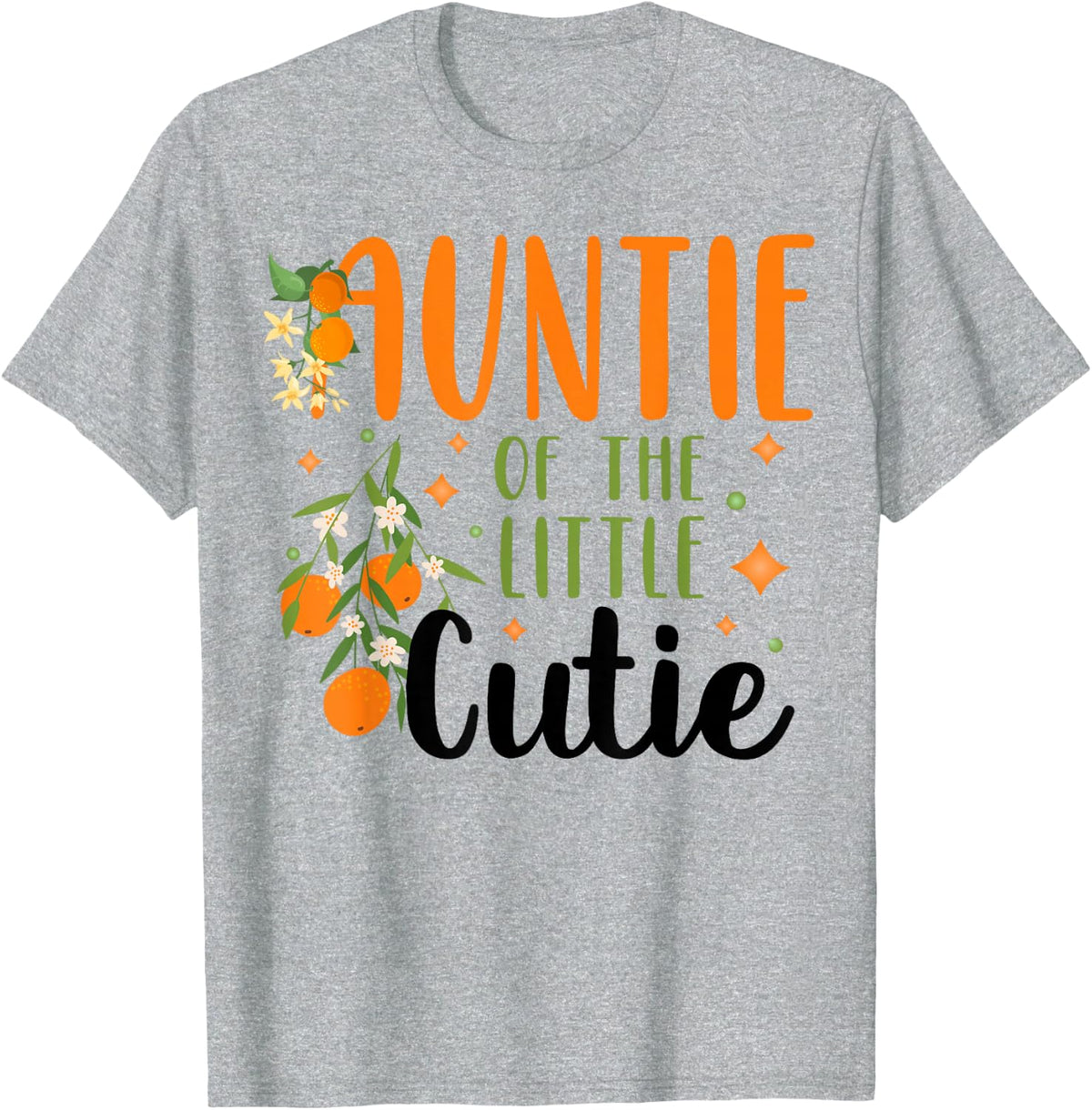 Auntie Little Cutie Baby Shower Tees Orange 1st Birthday Party T Shirts - Heather Grey