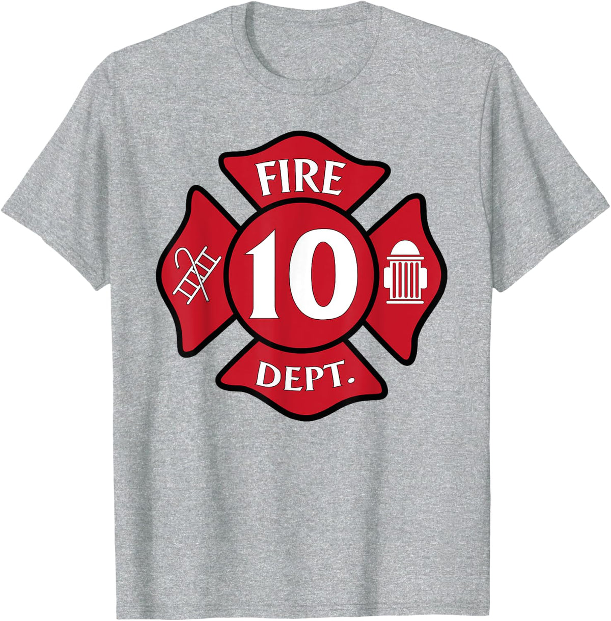 Fireman Birthday Boy 10 Dept | Firefighter 10th Gift T-Shirt - Heather Grey