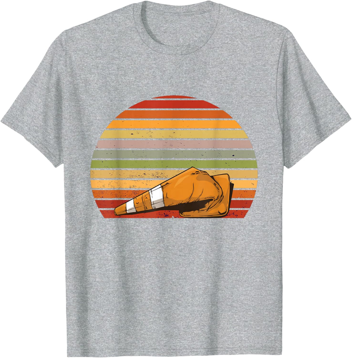 Traffic Cone Retro Traffic Cone Costume Orange Traffic Cone T-Shirt - Heather Grey