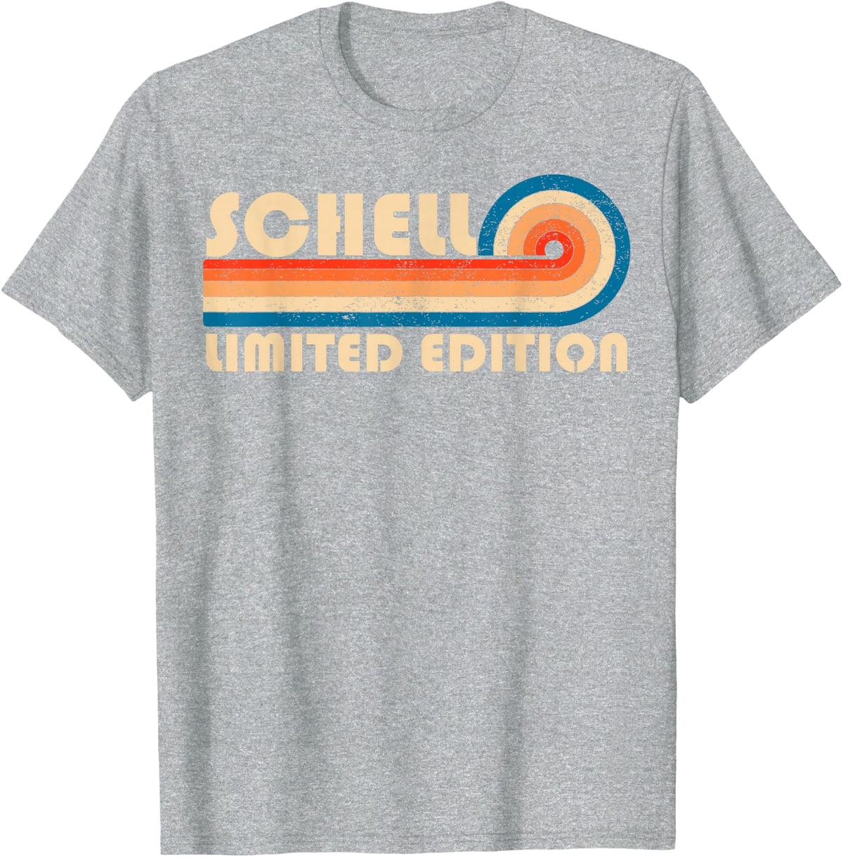 SCHELL Retro 70s 80s Sunset Stripe T-Shirt - Heather Grey