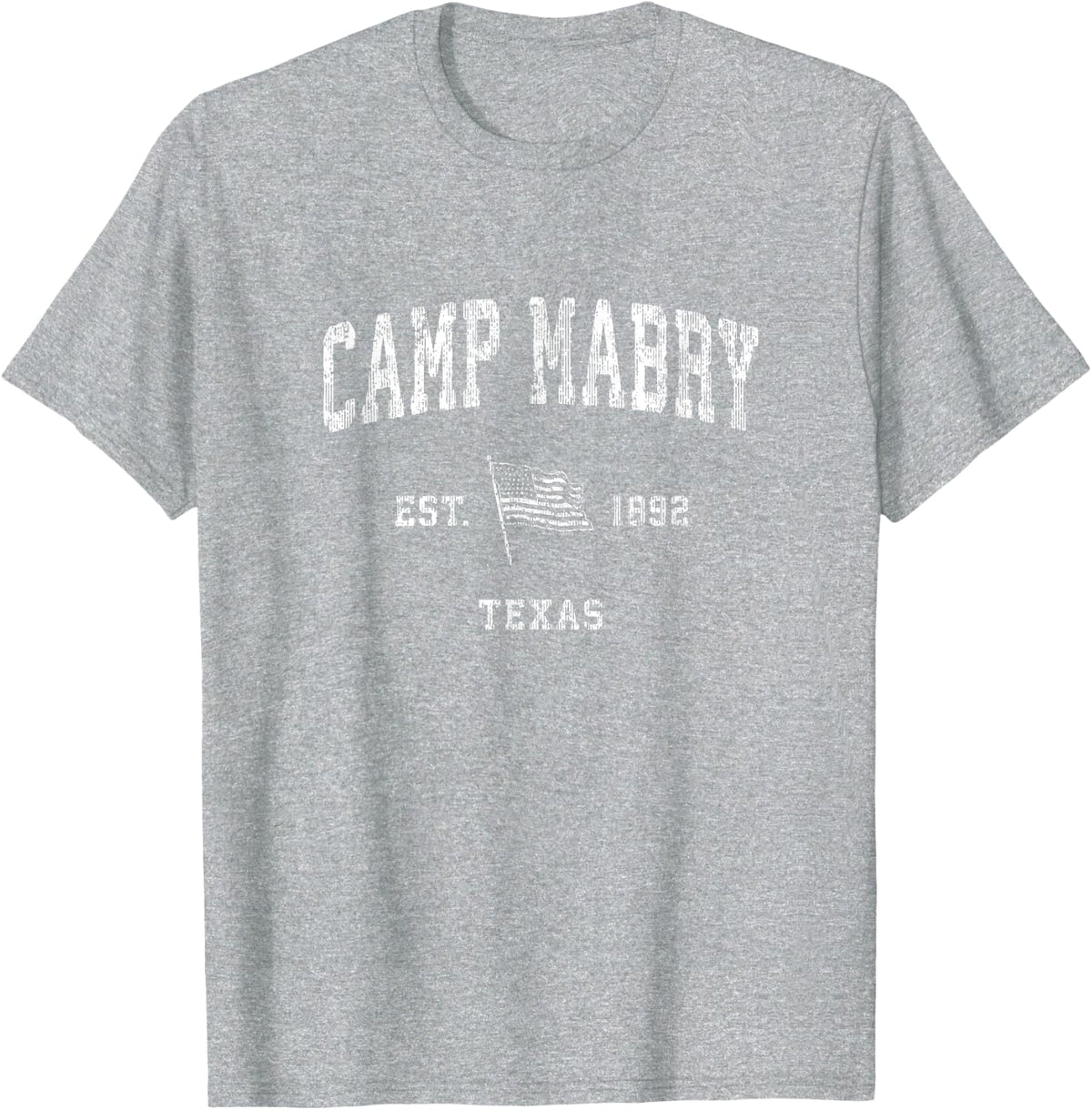 Camp Mabry Texas TX T-Shirt Vintage US Flag Sports Tee T-Shirt - Heather Grey