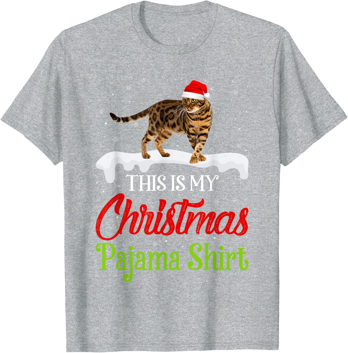 This Is My Christmas Pajama Shirt Bengal Cat T-Shirt - Heather Grey