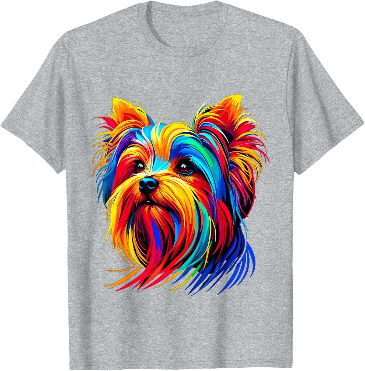Colorful Pop Art Yorkshire Terrier Yorkie Lover T-Shirt - Heather Grey