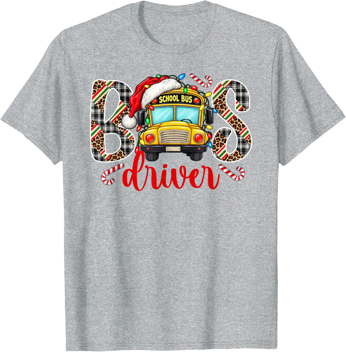 Bus Driver Christmas School Bus Driver Xmas Bus Drivers T-Shirt - Heather Grey