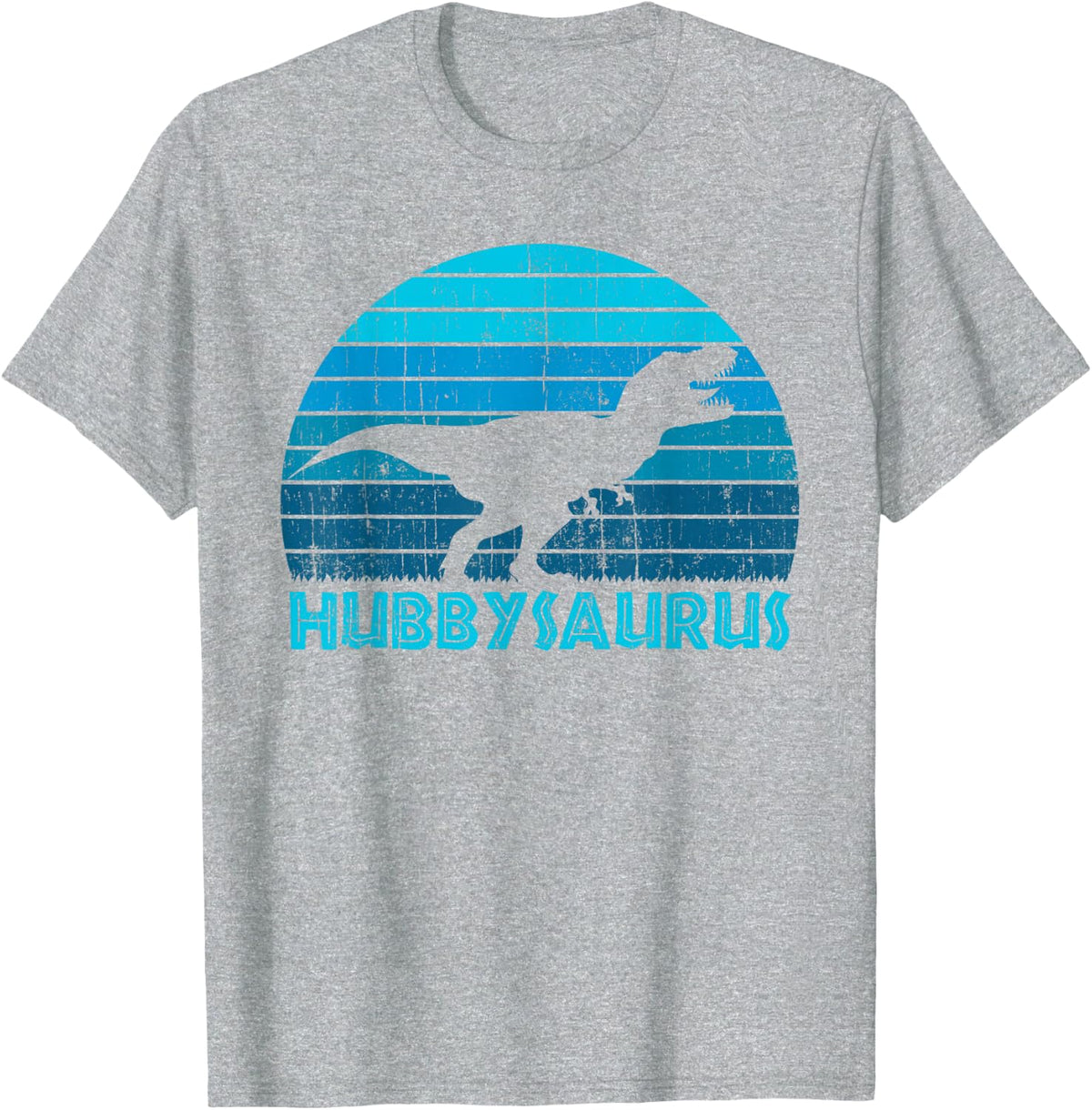 Hubbysaurus - Funny Dinosaur Lover Husband Matching Couple T-Shirt - Heather Grey