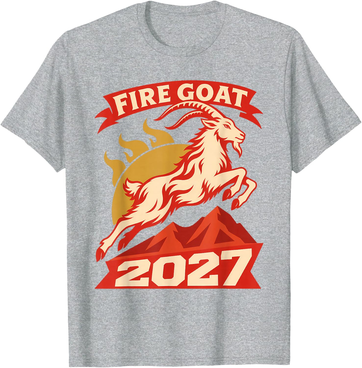 Fire Goat 2027 Mountain Leap Lunar New Year T-Shirt - Heather Grey