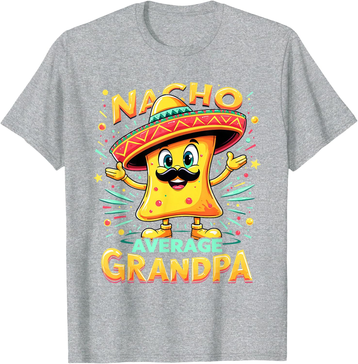 Cinco De Mayo Nacho Average Grandpa Men Funny T-Shirt - Heather Grey