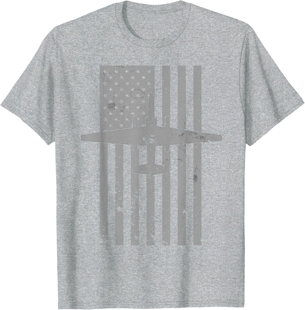 U-2 Dragon Lady Spyplane Airplane T-Shirt Tees Vintage Flag Aviation Tee for Men Women - Heather Grey