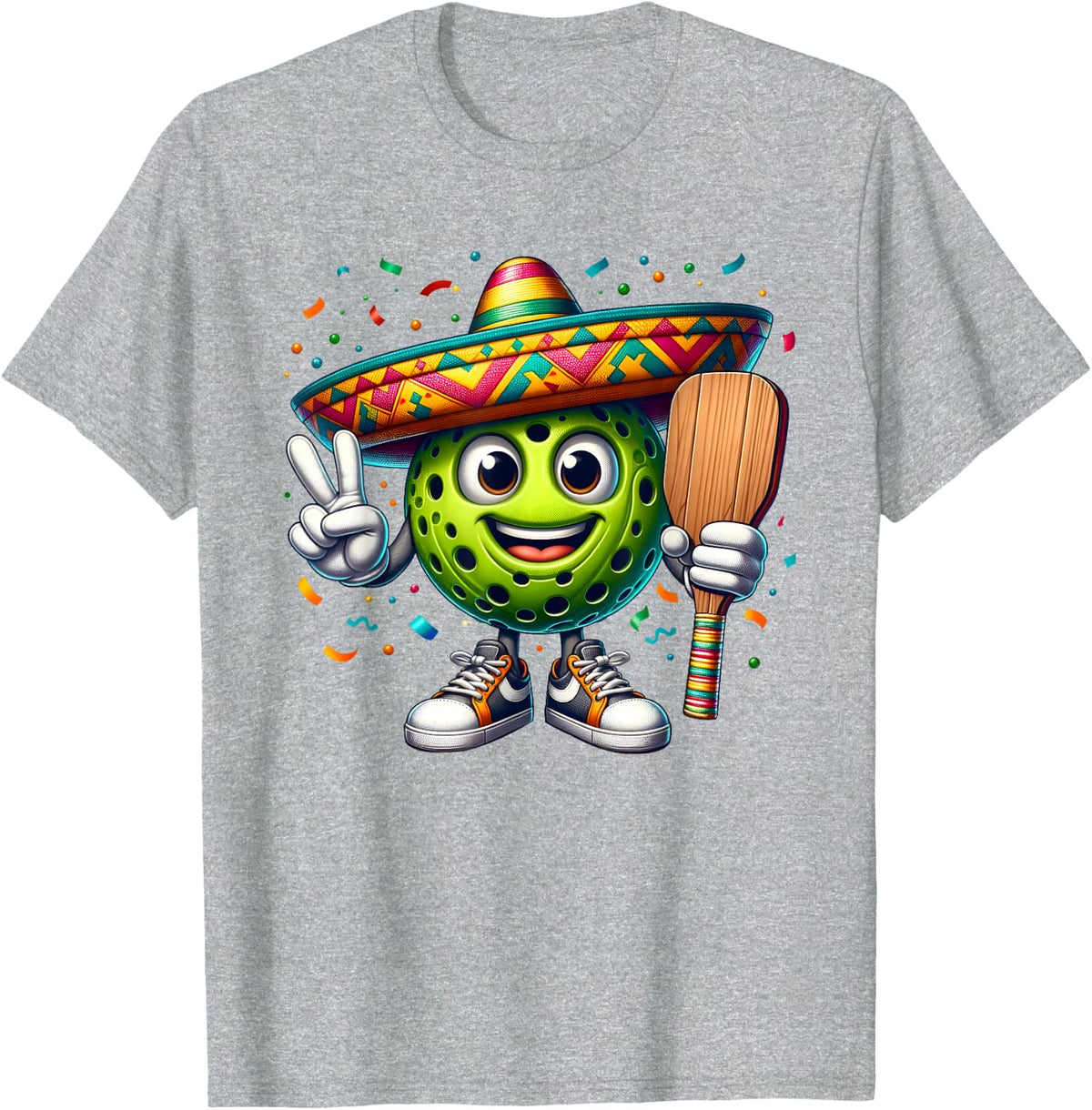 Peace Sign Hand Funny Cinco De Mayo Pickleball T-Shirt - Heather Grey