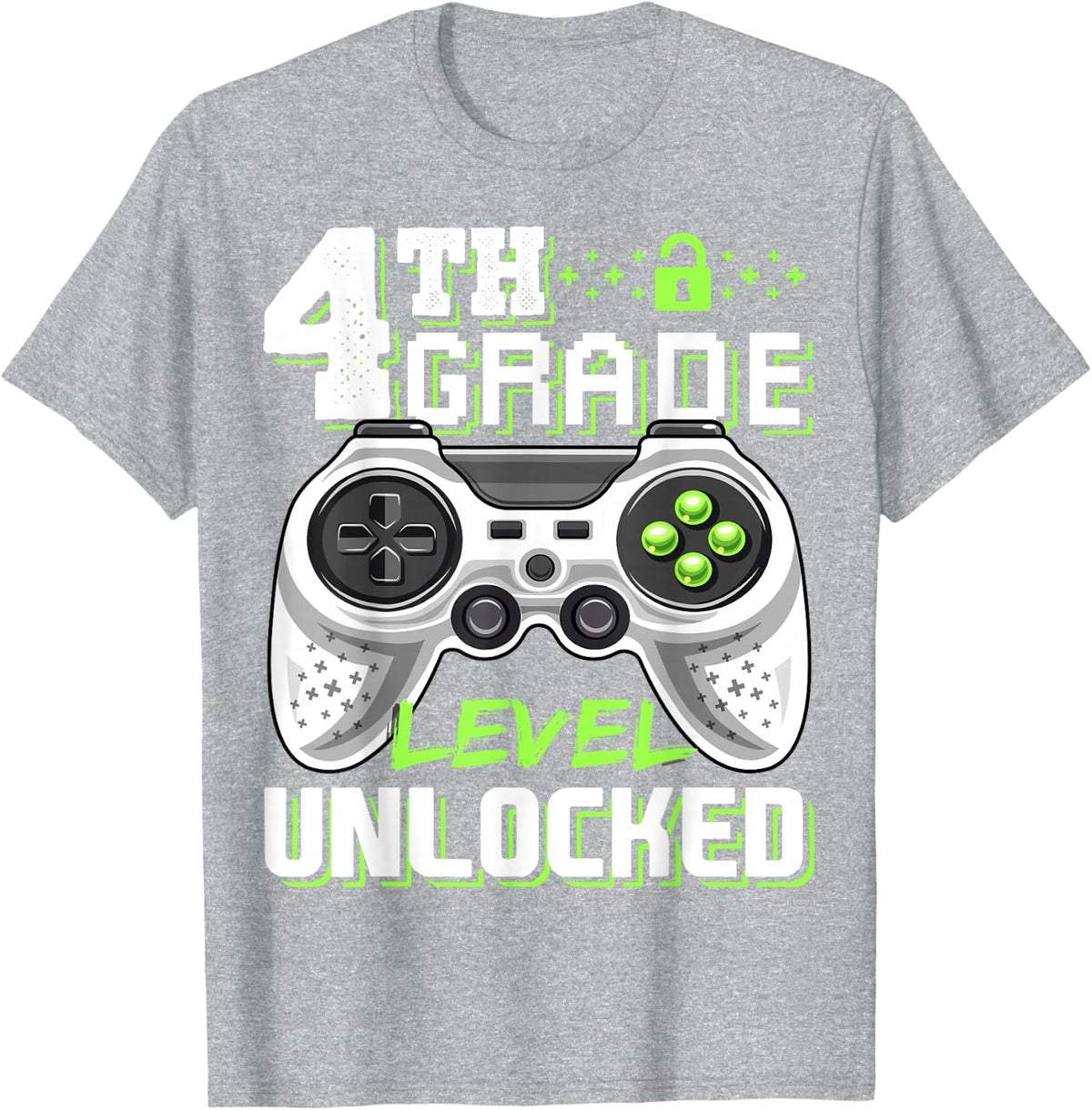 4th Grade Level Unlocked Video Game Back to School Boys T-Shirt - Heather Grey