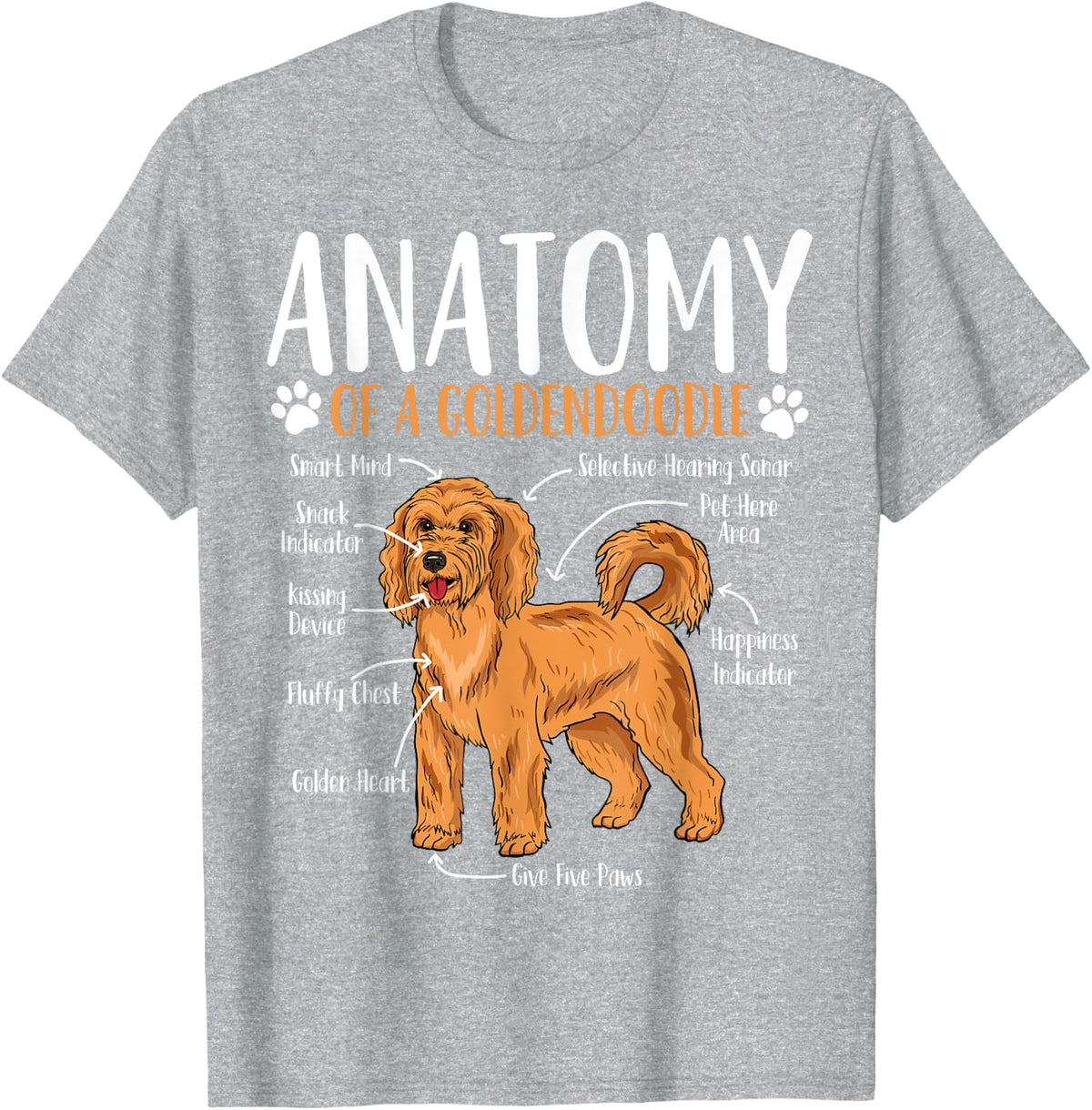 Goldendoodle Dog Anatomy T-Shirt for Men Women Kids - Heather Grey