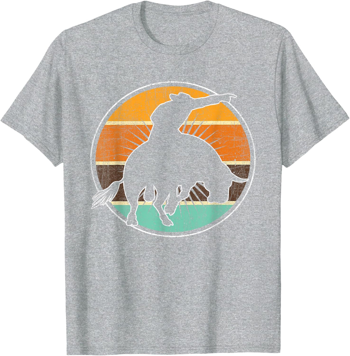 Western Bull-Riding Ranch Rider Cowboy Vintage Bull Riding T-Shirt - Heather Grey
