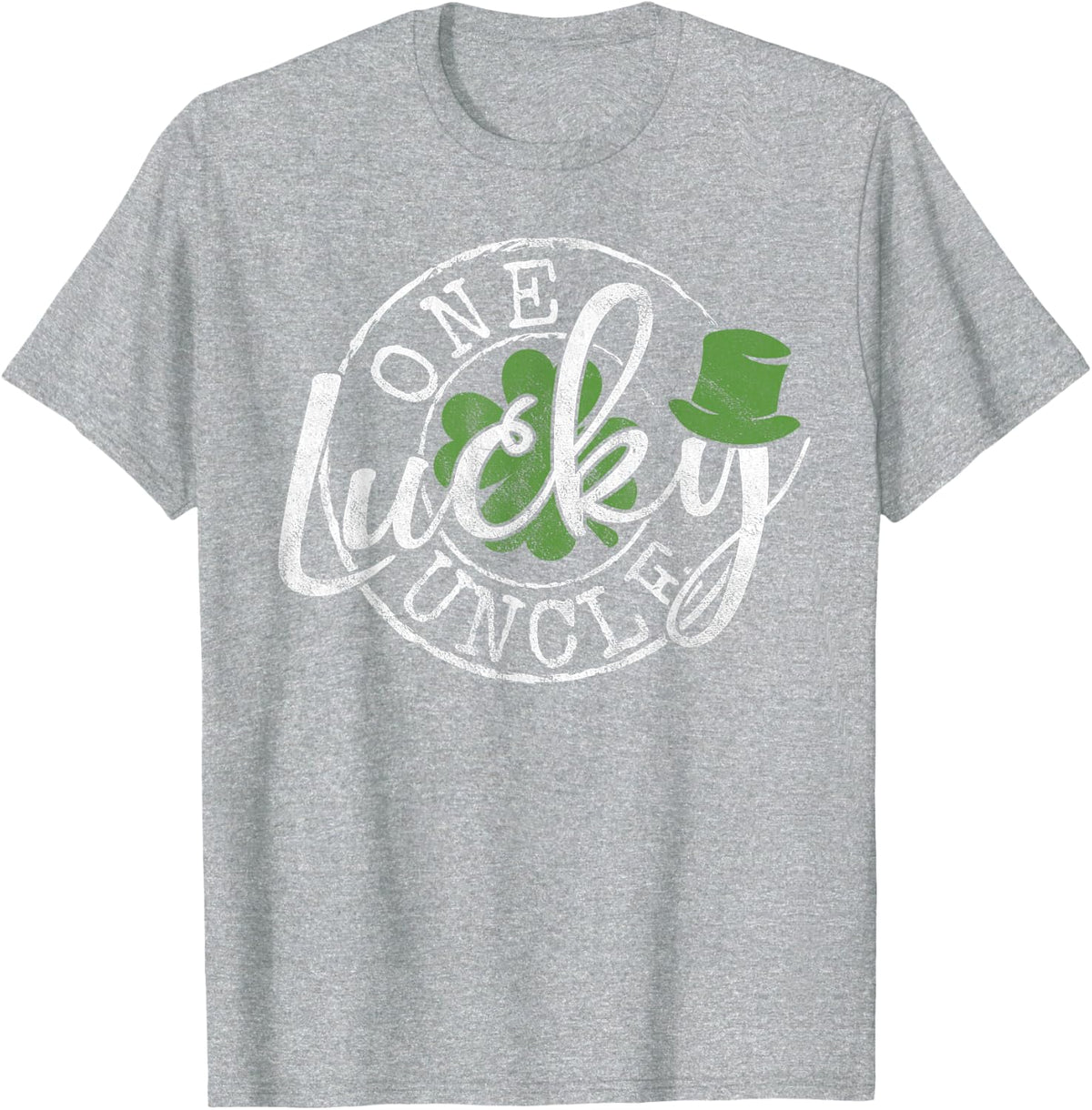 One Lucky Uncle Funny Brother Irish Clovers St Patrick's Day T-Shirt - Heather Grey