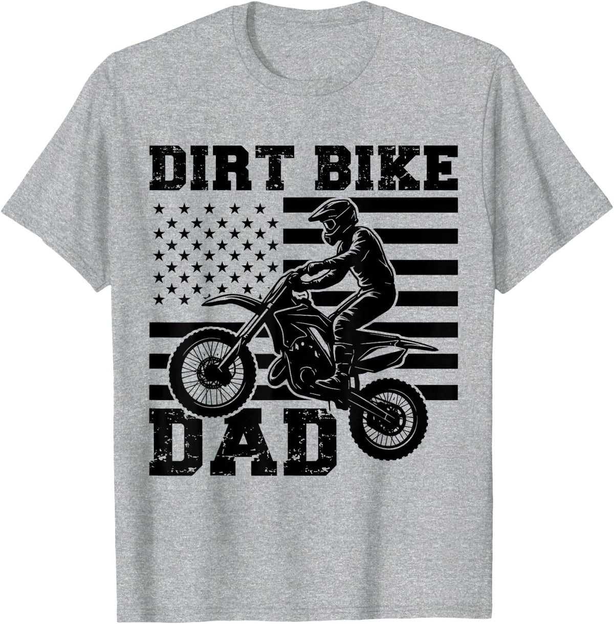 American USA Dirt Bike Dad Father Day Off Road Motocross Dad T-Shirt - Heather Grey