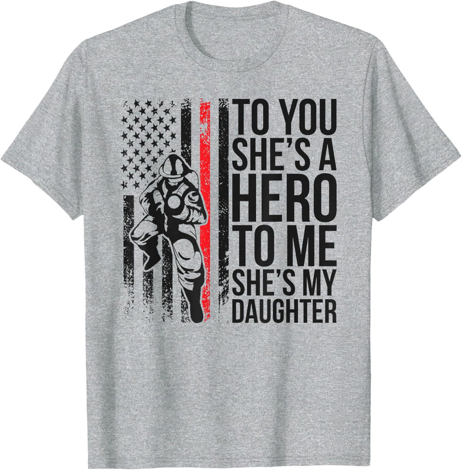 Proud Firefighter Mom T-Shirt My Daughter Fire Mother Tee for Women - Heather Grey
