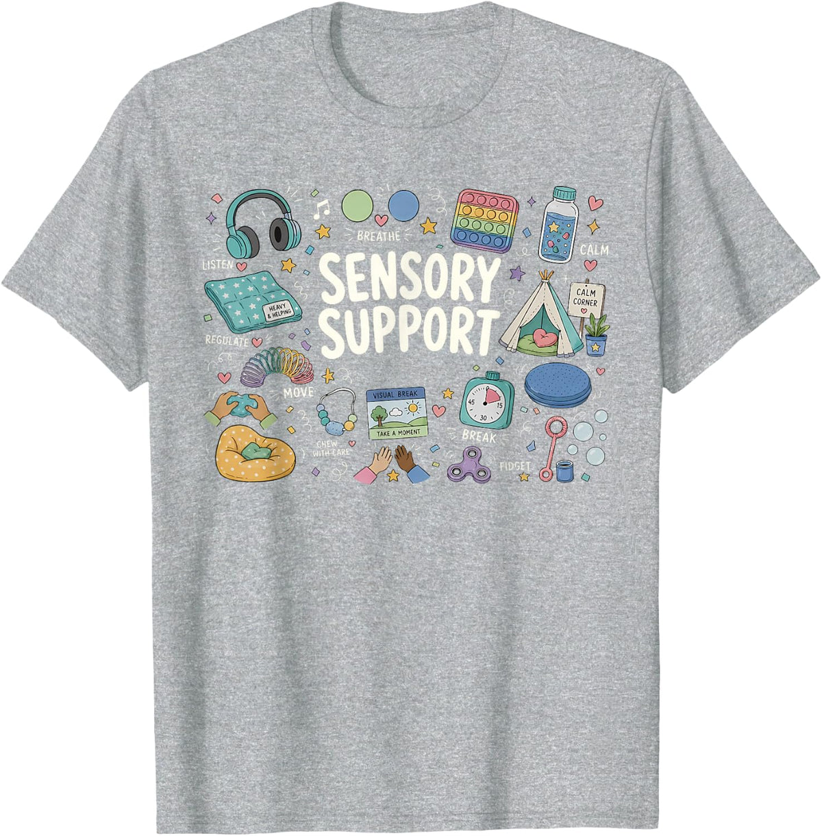 Sensory Support Occupational Therapist Behavior Therapy ABA T-Shirt - Heather Grey