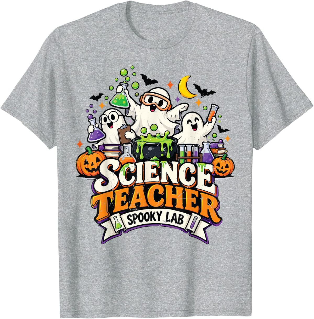 Ghost Science Teacher Spooky Lab Chemistry Halloween Costume T-Shirt - Heather Grey