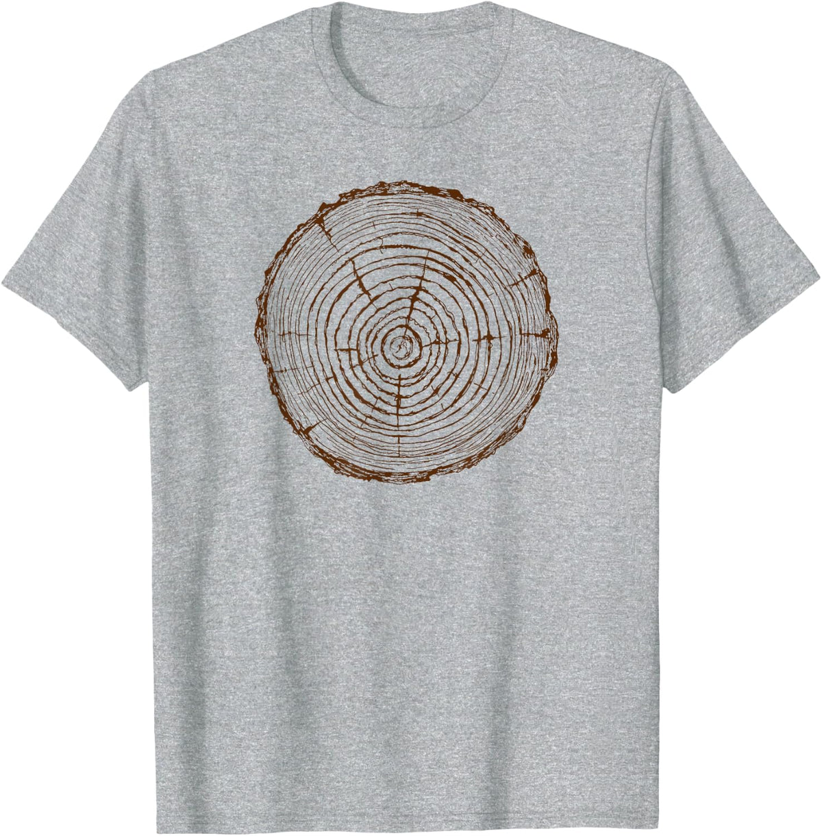 Brown Tree Rings Growth Nature Lover Arborist Tee T-Shirt for Outdoors Enthusiasts - Heather Grey