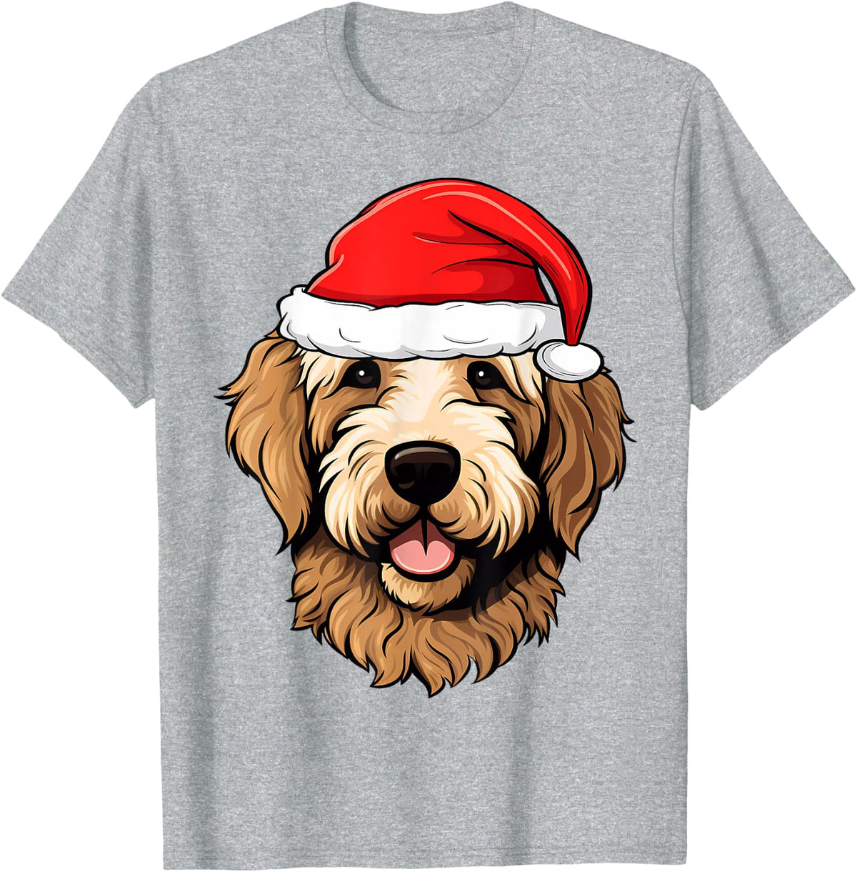 Goldendoodle Christmas Santa Dog Cute Holiday Puppy T-Shirt - Heather Grey