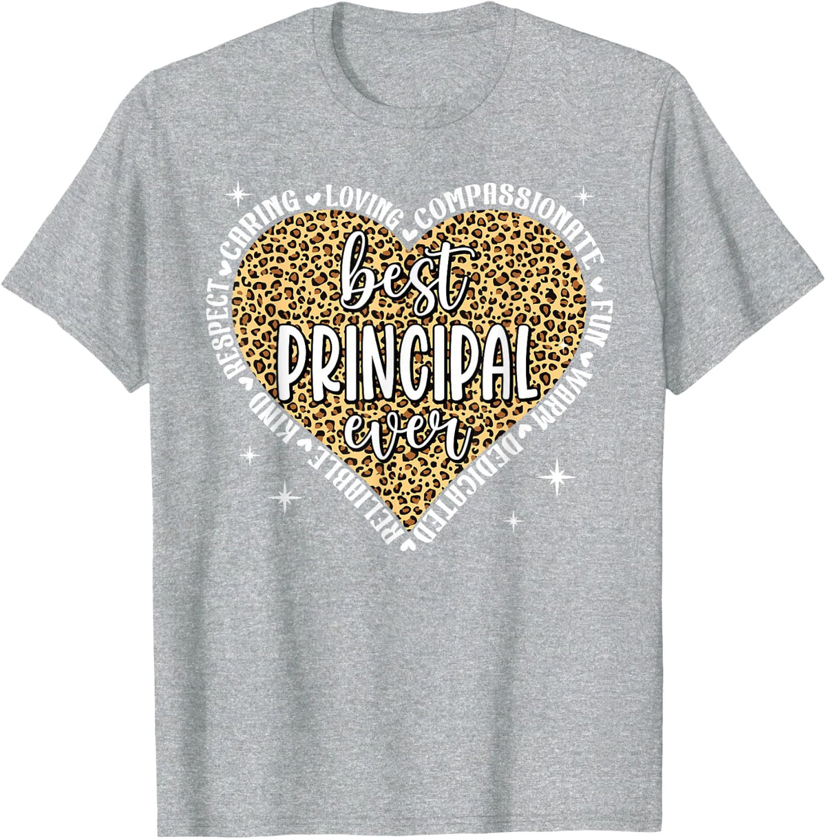 Leopard Best Principal Ever Principal Appreciation Gift T-Shirt - Heather Grey