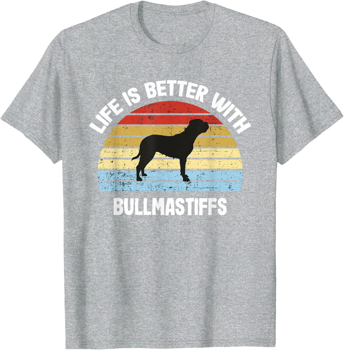 Retro Bullmastiff Dog Tee Vintage Animal Shirt For Dog Lovers T-Shirt - Heather Grey