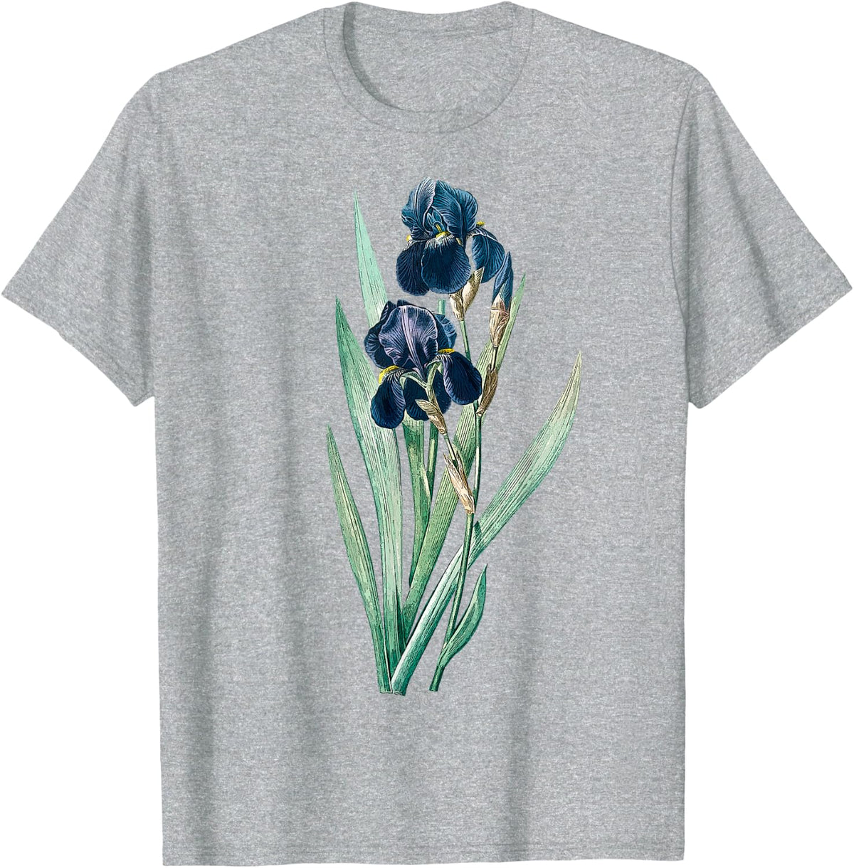 Elegant Iris Flower Antique Plants Botanical Vintage Gift T-Shirt - Heather Grey