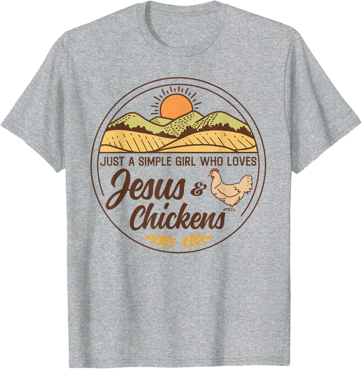 Just A Simple Girl Who Loved Jesus And Chickens Christian T-Shirt - Heather Grey