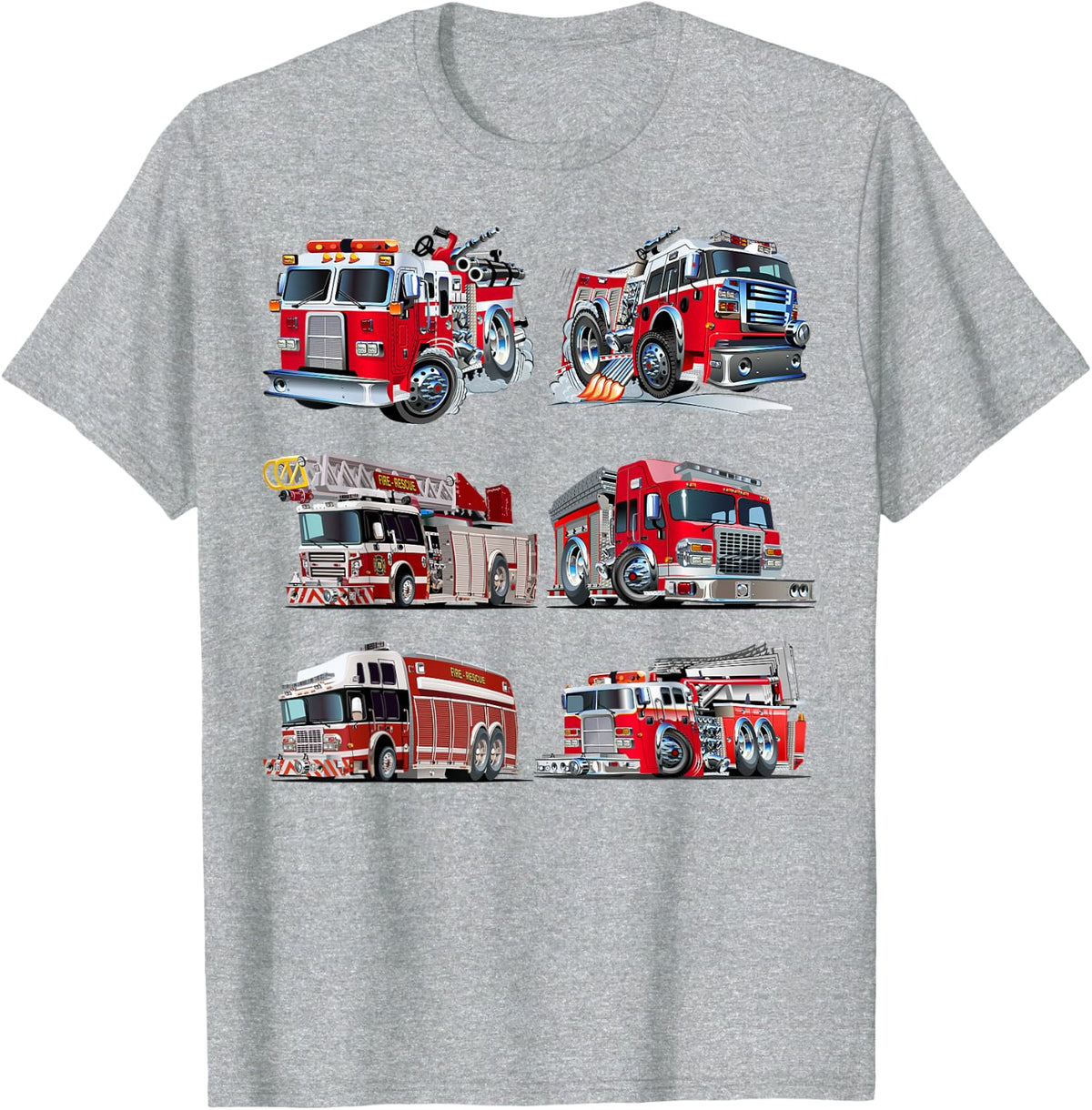 Types of Fire Truck Boy Toddler Kids Firefighter Xmas T-Shirt - Heather Grey
