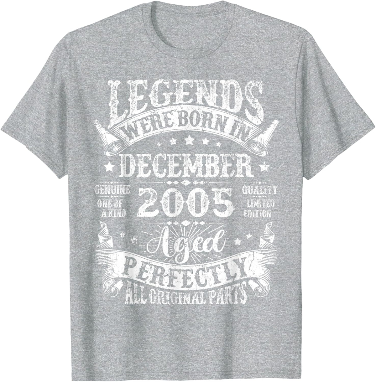21 Year Old Legend Since December 2005 21st Birthday Men Boy T-Shirt - Heather Grey