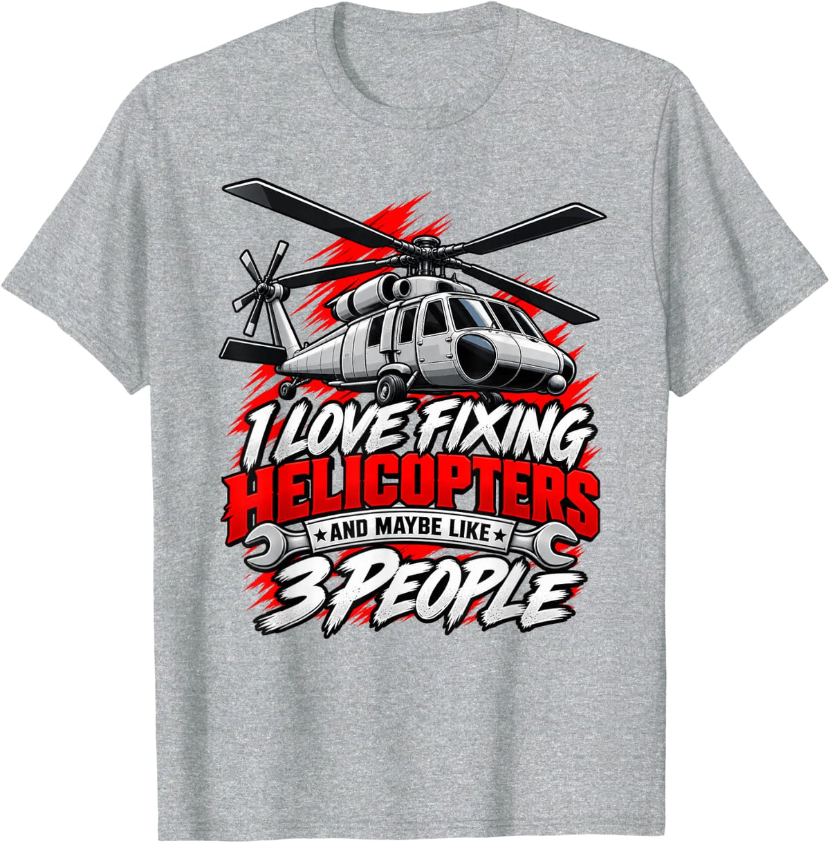 Funny Helicopter Mechanic Aviation Maintenance Tech T-Shirt - Heather Grey