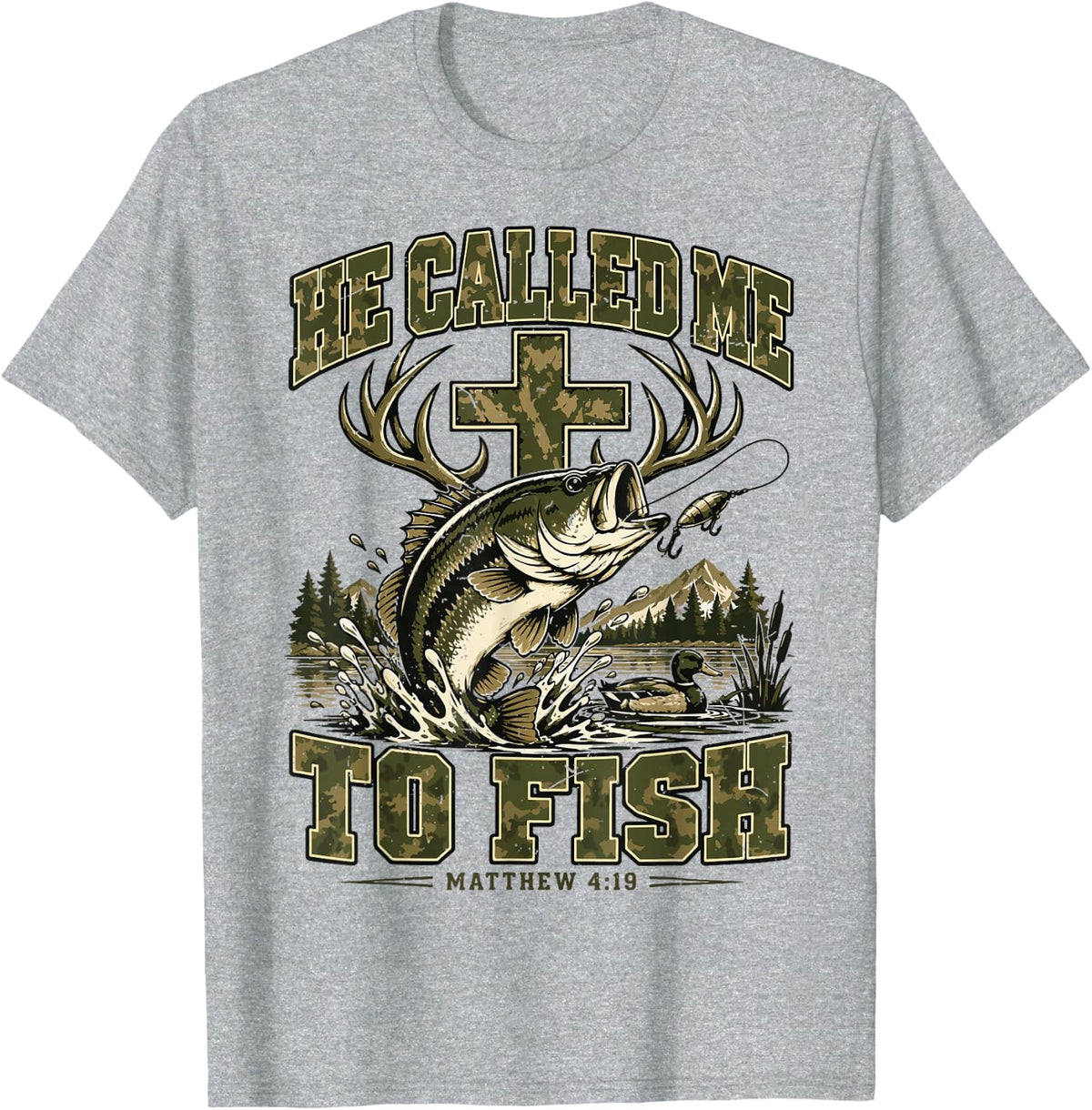 He Called Me to Fish Bible Verse Fishing Christian Fisherman T-Shirt - Heather Grey
