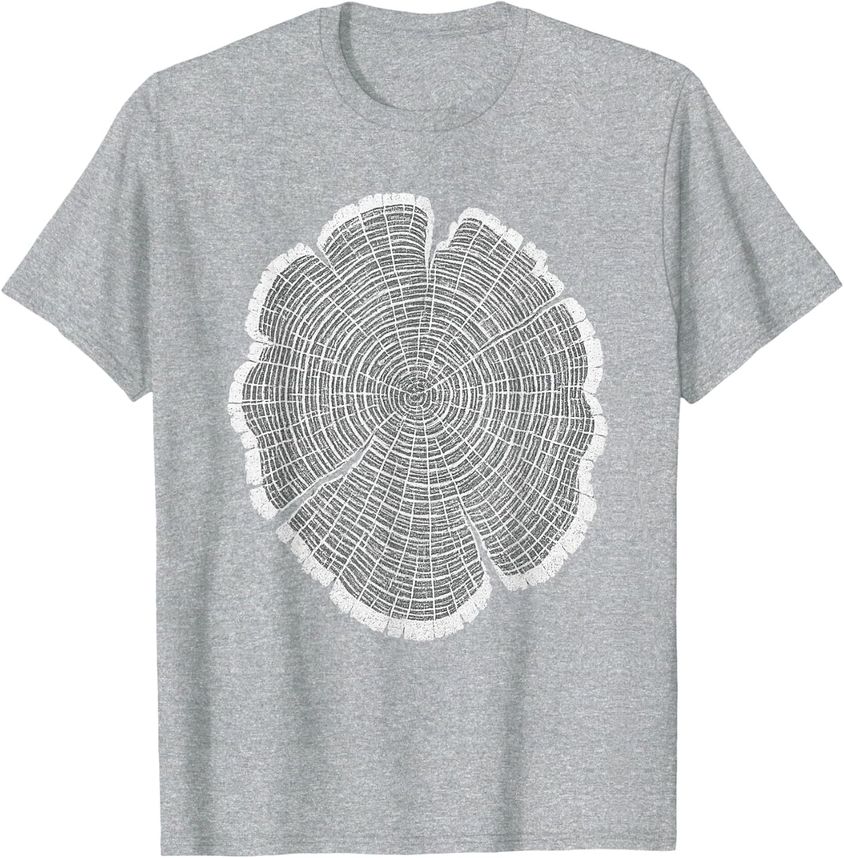 Tree Rings Pattern Lovers Arborists Nature Woodgrain Design T-Shirt - Heather Grey