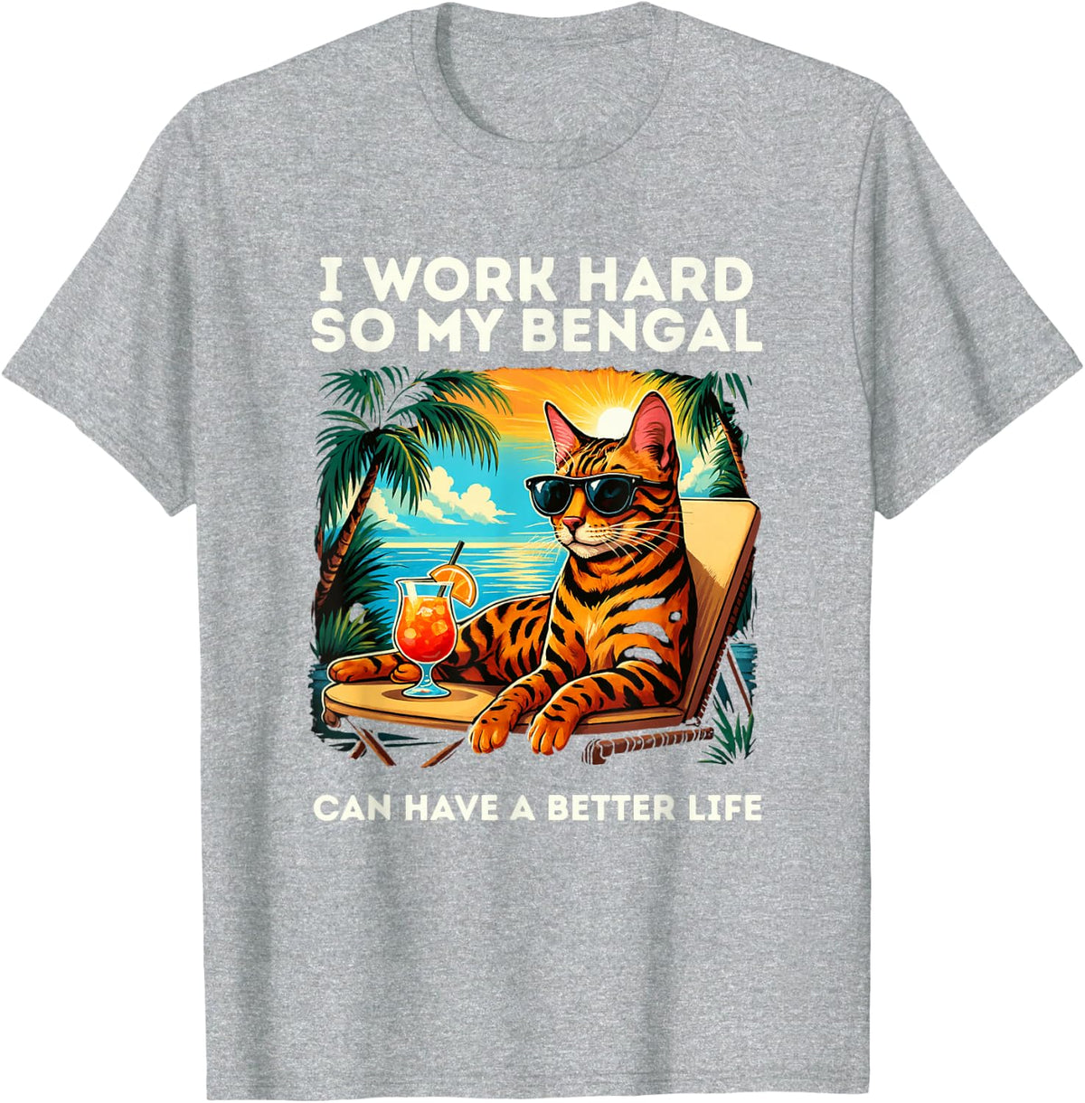 Bengal Cat Lover Design Funny Bengal Cat T-Shirt - Heather Grey