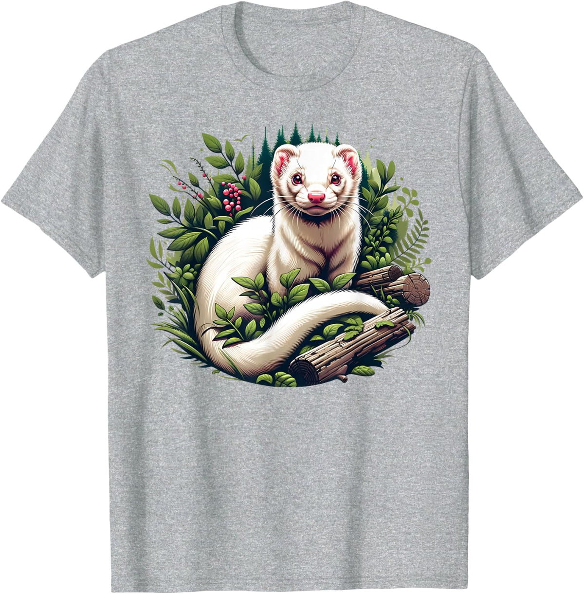 Albino Ferret Frolic Playful Weasel Ferrets Lover Graphic T-Shirt - Heather Grey